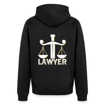 Rechtsanwalt Jura Jurist Abschluss - Unisex Premium Bio Zip Hoodie - Schwarz - Hinten - Nico (187cm)