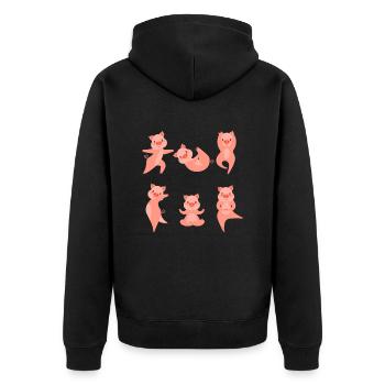 Yoga Pig Meditation Piggy fait du yoga - Veste à capuche bio Premium Unisexe - noir - Dos - Nico (187cm)