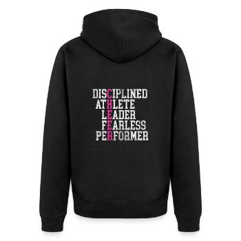 Cheerleader Cheerleading Sport Gymnastik Geschenk - Unisex Premium Bio Zip Hoodie - Schwarz - Hinten - Nico (187cm)