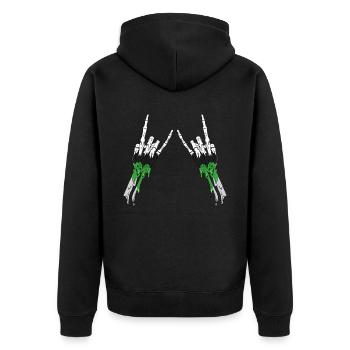 Demiromantischer Stolz Fahne Teufelshorn Skelett S - Unisex Premium Bio Zip Hoodie - Schwarz - Hinten - Nico (187cm)