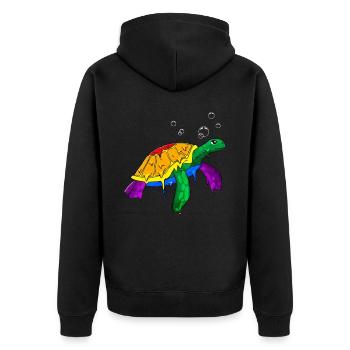 Gay Pride Rainbow Flag Sea Turtle - Veste à capuche bio Premium Unisexe - noir - Dos - Nico (187cm)