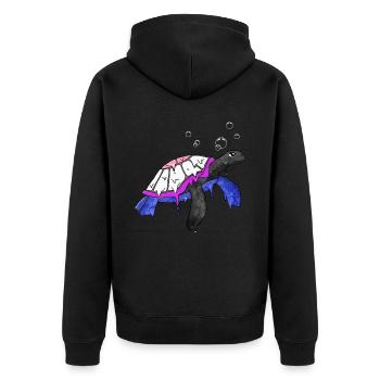 Gender Fluid Stolz Flagge Meeresschildkröte Subtil - Unisex Premium Bio Zip Hoodie - Schwarz - Hinten - Nico (187cm)