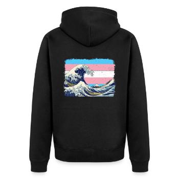 Transgender Pride Trans Flag - Unisex Premium Organic Zip Hoodie - black - Back - Nico (187cm)
