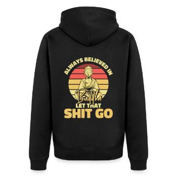 Buddha Buddhist Humor Buddha Lass Den Scheiß Los - Unisex Premium Bio Zip Hoodie - Schwarz - Hinten - Nico (187cm)