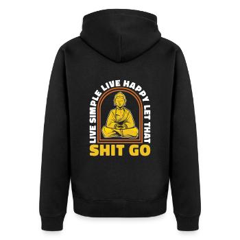 Buddha Buddhist Lustig - Unisex Premium Bio Zip Hoodie - Schwarz - Hinten - Nico (187cm)