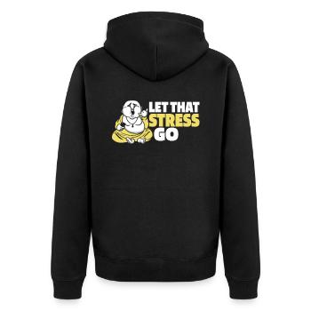 Buddha Buddhist Witzig - Unisex Premium Bio Zip Hoodie - Schwarz - Hinten - Nico (187cm)