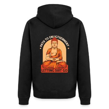Buddha Buddhist Lustig - Unisex Premium Bio Zip Hoodie - Schwarz - Hinten - Nico (187cm)