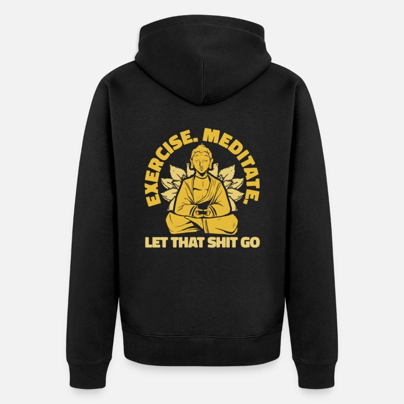Bouddha bouddhiste drôle - Veste à capuche bio Premium Unisexe - noir