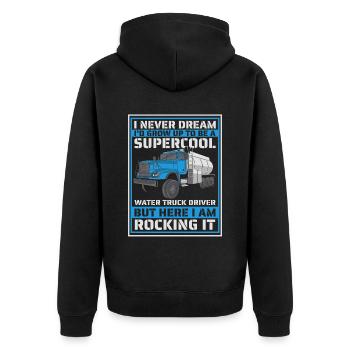 Lkw Fahrer Trucker Lastwagenfahrer Super Cool - Unisex Premium Bio Zip Hoodie - Schwarz - Hinten - Nico (187cm)