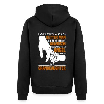 I asked God to make me a better man - Unisex Premium Organic Zip Hoodie - black - Back - Nico (187cm)
