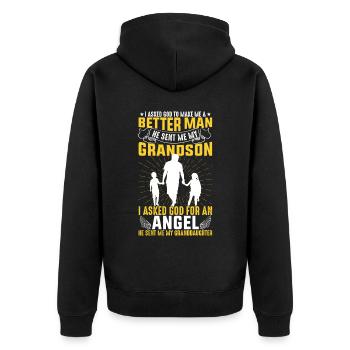 I asked God to make me a better man - Unisex Premium Organic Zip Hoodie - black - Back - Nico (187cm)