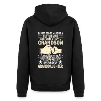 I asked God to make me a better man - Unisex Premium Organic Zip Hoodie - black - Back - Nico (187cm)