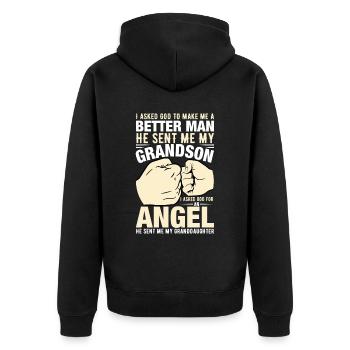I asked God to make me a better man - Unisex Premium Organic Zip Hoodie - black - Back - Nico (187cm)