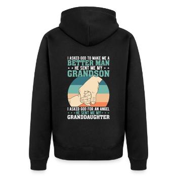 I asked God to make me a better man - Unisex Premium Organic Zip Hoodie - black - Back - Nico (187cm)