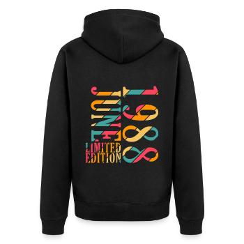 June 1988, 35th Anniversary Men Women - Unisex Premium Organic Zip Hoodie - black - Back - Nico (187cm)