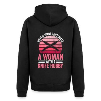 Messer Sammeln Frau Und Messer Sammlung - Unisex Premium Bio Zip Hoodie - Schwarz - Hinten - Nico (187cm)