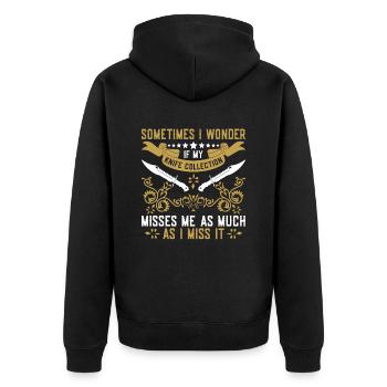 Messersammlung Messersammler Messer Sammeln - Unisex Premium Bio Zip Hoodie - Schwarz - Hinten - Nico (187cm)