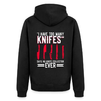 Messersammler Mit Messersammlung - Unisex Premium Organic Zip Hoodie - black - Back - Nico (187cm)