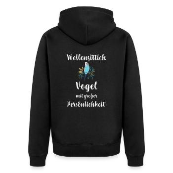 Wellensittich I Sittich Vogel Budgie Motiv für - Unisex Premium Bio Zip Hoodie - Schwarz - Hinten - Nico (187cm)