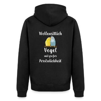 Wellensittich I Sittich Vogel Budgie Motiv für - Unisex Premium Bio Zip Hoodie - Schwarz - Hinten - Nico (187cm)