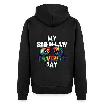 My son-in-law is my favorite gay - Unisex Premium Organic Zip Hoodie - black - Back - Nico (187cm)