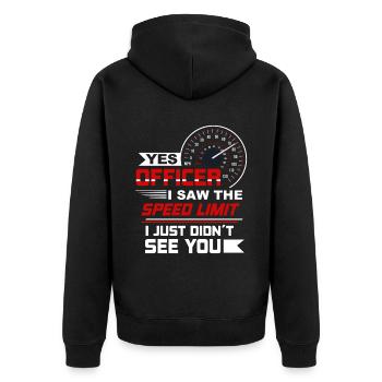 Ja, Offizier, ich habe den - Unisex Premium Bio Zip Hoodie - Schwarz - Hinten - Nico (187cm)