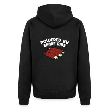 Spare Ribs Food Lover Grillen BBQ Ribs Barbecue - Unisex Premium Bio Zip Hoodie - Schwarz - Hinten - Nico (187cm)