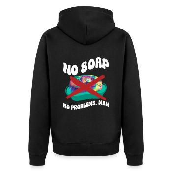 Pas de problèmes sans savon, homme - teinture de cravate hippie - Veste à capuche bio Premium Unisexe - noir - Dos - Nico (187cm)