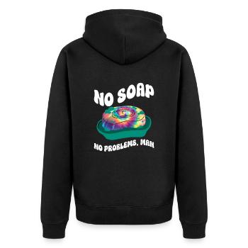 Pas de problèmes sans savon, homme - teinture de cravate hippie - Veste à capuche bio Premium Unisexe - noir - Dos - Nico (187cm)