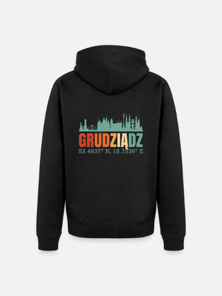 Poland Grudziadz Skyline - Unisex Premium Organic Zip Hoodie - black