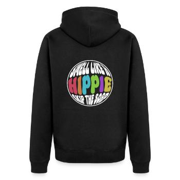 Riechen wie ein Hippie Seife - Hippie-Kostüm - Unisex Premium Bio Zip Hoodie - Schwarz - Hinten - Nico (187cm)