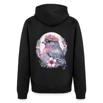 Cute Finch Bird Flower Crown Pet Birds - Unisex Premium Bio Zip Hoodie - Schwarz - Hinten - Nico (187cm)