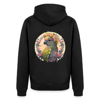 Mignon joue verte Conure Perroquet Oiseau Fleur Couronne P - Veste à capuche bio Premium Unisexe - noir - Dos - Nico (187cm)