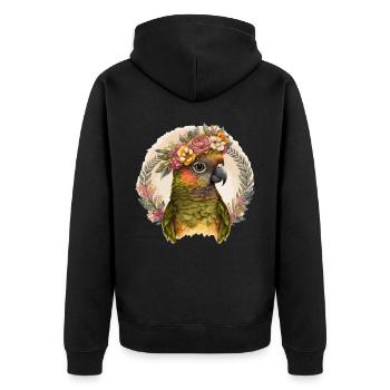 Mignon joue verte Conure Perroquet Oiseau Fleur Couronne P - Veste à capuche bio Premium Unisexe - noir - Dos - Nico (187cm)