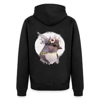 Cute Finch Bird Flower Crown Pet Birds - Unisex Premium Bio Zip Hoodie - Schwarz - Hinten - Nico (187cm)