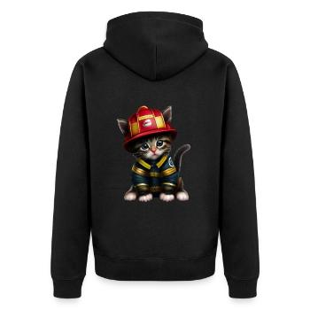 Fire Brigade Cat - Unisex Premium Organic Zip Hoodie - black - Back - Nico (187cm)