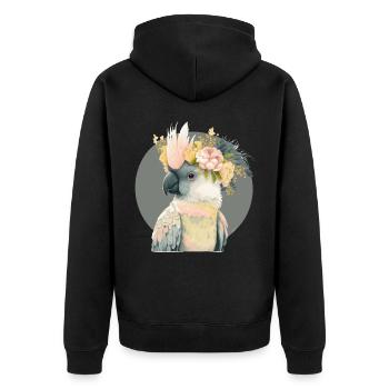 Mignon Cacatoès Perroquet Oiseau Fleur Couronne Oiseaux de compagnie - Veste à capuche bio Premium Unisexe - noir - Dos - Nico (187cm)