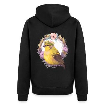 Mignon Aquarelle Canary Bird Fleur Couronne Oiseaux de compagnie - Veste à capuche bio Premium Unisexe - noir - Dos - Nico (187cm)