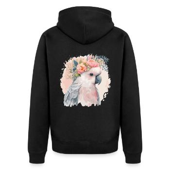 Cacatoès artistique Perroquet Fleur Couronne Couronne Bir - Veste à capuche bio Premium Unisexe - noir - Dos - Nico (187cm)