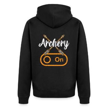Archery On Bow Hunter Archer Target Arrow Bowman - Unisex Premium Organic Zip Hoodie - black - Back - Nico (187cm)
