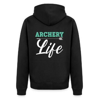 Archery Life Bow Hunter Archer Shoot Arrow Bowman - Unisex Premium Organic Zip Hoodie - black - Back - Nico (187cm)