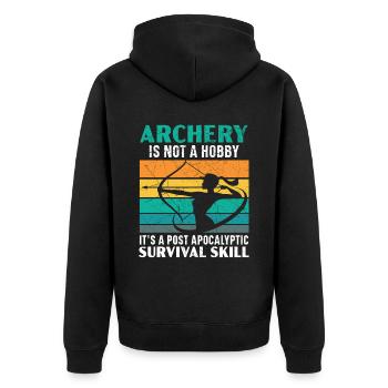 Archery Bow Hunter Archer Shoot Arrow Bowman - Unisex Premium Organic Zip Hoodie - black - Back - Nico (187cm)