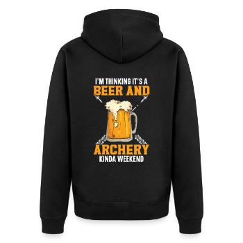Je pense que c’est un week-end de bière et de tir à l’arc - Veste à capuche bio Premium Unisexe - noir - Dos - Nico (187cm)