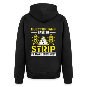 Elektriker Elektroingenieur Beruf Elektrizität - Unisex Premium Bio Zip Hoodie - Schwarz - Hinten - Nico (187cm)