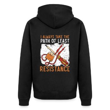 Electrician Electrical Engineer Job Electricity - Unisex Premium Organic Zip Hoodie - black - Back - Nico (187cm)
