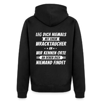 Wracktauchen Tauchen Wracktaucher Geschenk - Unisex Premium Bio Zip Hoodie - Schwarz - Hinten - Nico (187cm)