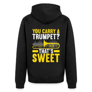 Posaune Trombone - Unisex Premium Bio Zip Hoodie - Schwarz - Hinten - Nico (187cm)