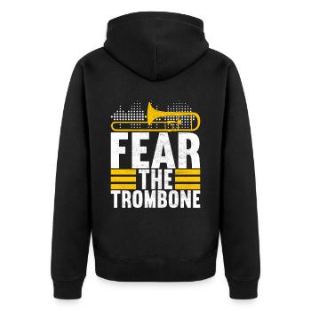 Posaune Trombone - Unisex Premium Bio Zip Hoodie - Schwarz - Hinten - Nico (187cm)