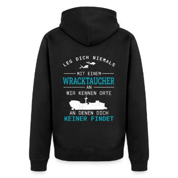 Wracktauchen Tauchen Wracktaucher Geschenk - Unisex Premium Bio Zip Hoodie - Schwarz - Hinten - Nico (187cm)