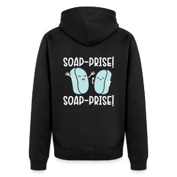 Soap pearl! Soap pearl! Soaping soap barley - Unisex Premium Organic Zip Hoodie - black - Back - Nico (187cm)